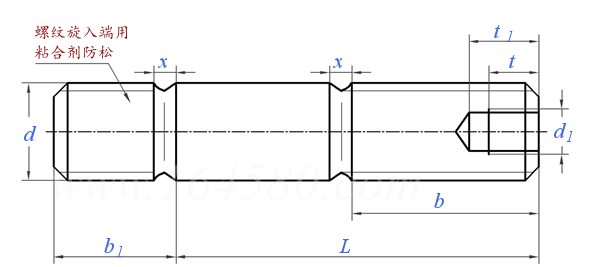 JB /ZQ 4325 - 2006 雙頭螺柱, b1=1.25d