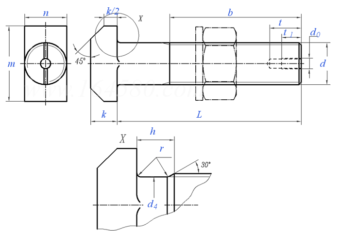 JB /ZQ 4362 - 2006 T形頭地腳螺栓