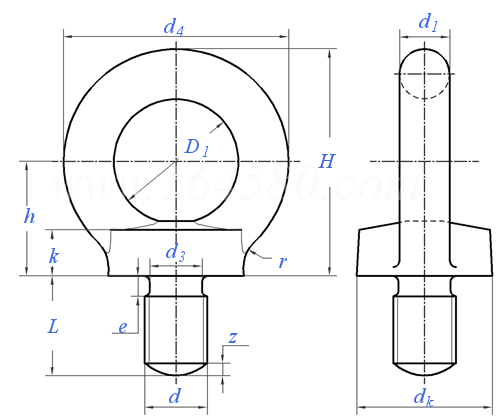 JIS B 1168 - 1975 吊環螺釘