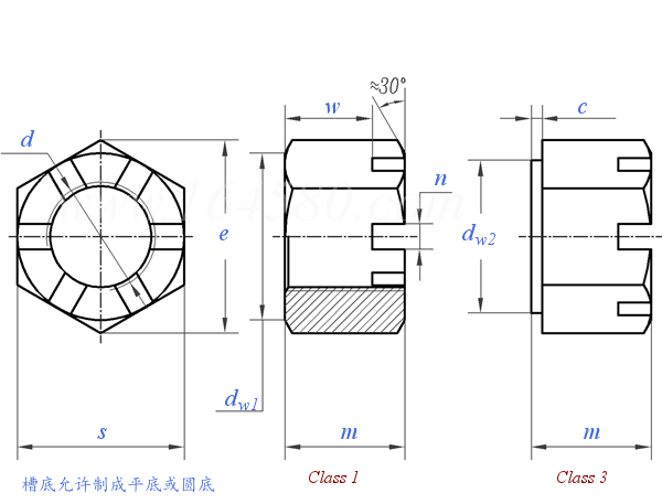 JIS B 1170 - 2011 1型和3型六角開槽螺母
