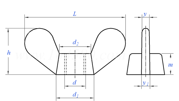 JIS B 1185 (Type 1) - 2010 蝶形螺母 圓翼