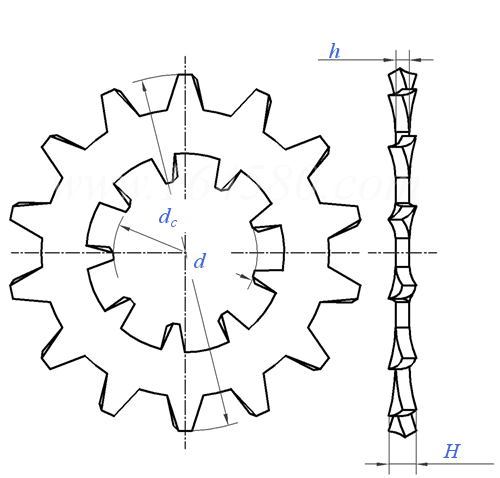 JIS B 1255 (AB) - 1977 内、外齒鎖緊墊圈