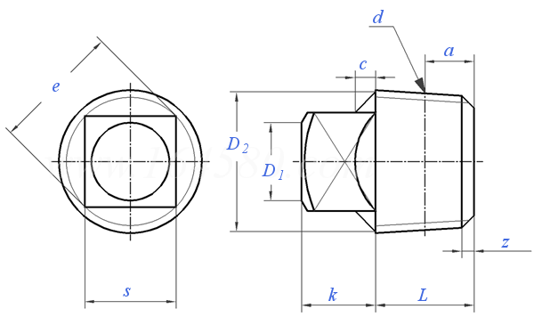 JIS D 2101 (1A) - 2001 汽車零件 — 1A型方頭錐形螺塞