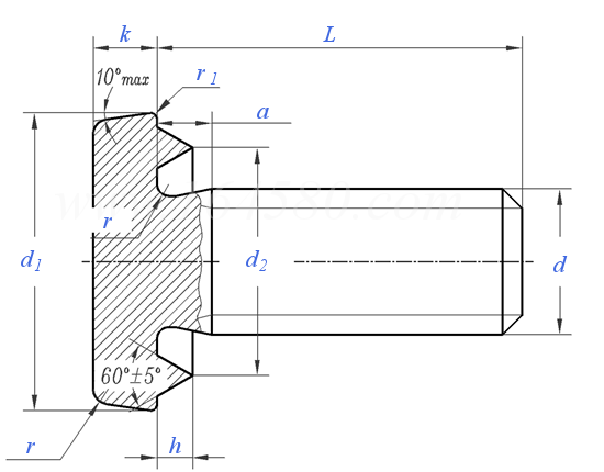 QC /T 598 (C) - 1999 平圆头下承面凸焊螺钉 C型