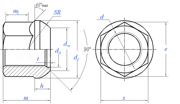 Q  309 汽车车轮螺母 反牙法兰球面螺母