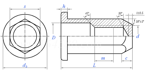 QC /T 861 - 2011 盲孔平头六角铆螺母