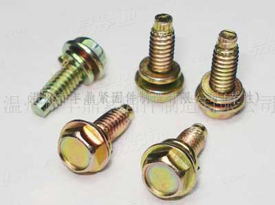 六角法兰带弹垫组合 缩杆法兰螺栓组合