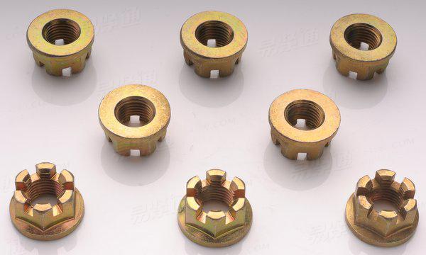 法兰开槽螺母 黄锌