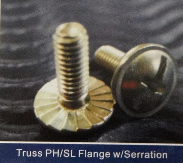 复合槽十一字槽大扁头带垫螺钉（压花带齿防滑螺钉）