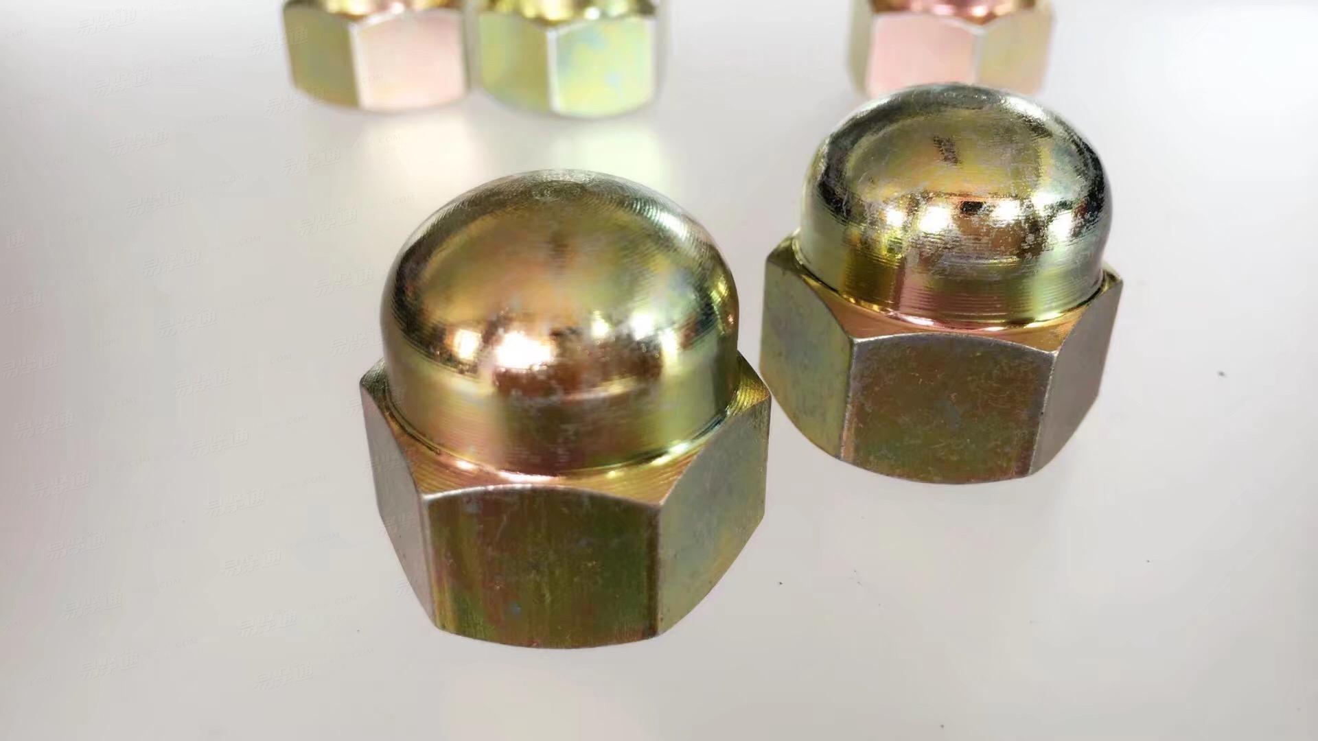 镀彩锌 六角盖形螺母 大规格定制 表面处理按客需求GB923