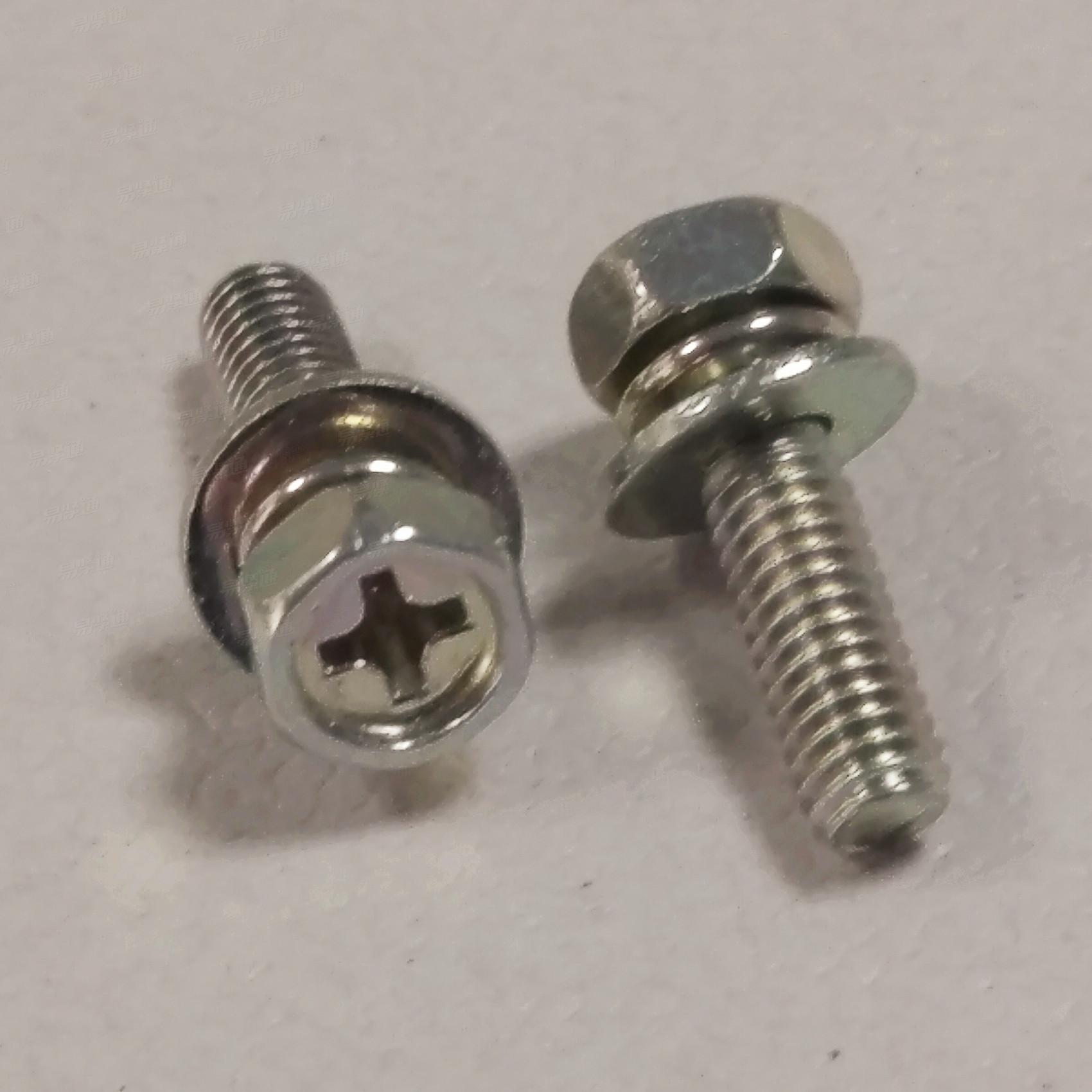 十字槽凹穴六角頭螺栓、彈墊和平墊組合螺絲