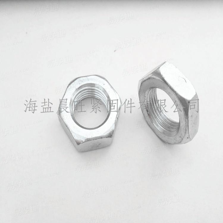 海鹽供應高品質439-2-1987外六角細牙薄型螺母M18*1.5鍍白鋅螺母