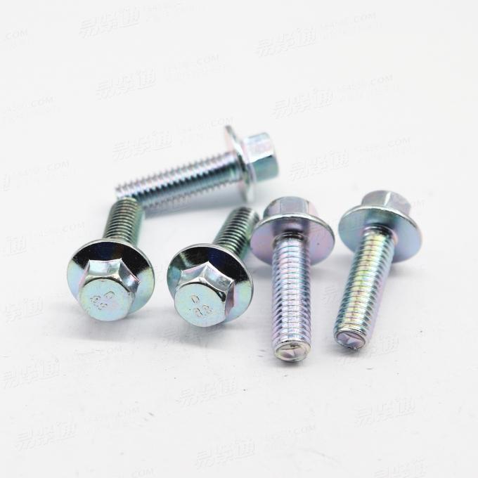 GB16674小头螺丝法兰螺丝三价五彩汽车螺丝8.8级六角法兰面螺栓GB5787