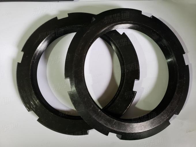 现货直供GB812开槽锁紧圆螺母 四槽止退螺母氧化发黑通止规 铁圆螺母