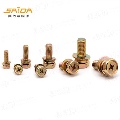 凹脑十字三组合镀彩锌