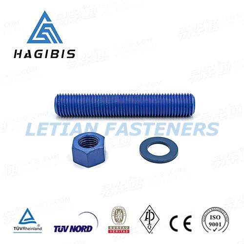 特氟龙管法兰用全螺纹螺柱 特氟龙双头螺柱特氟龙螺柱