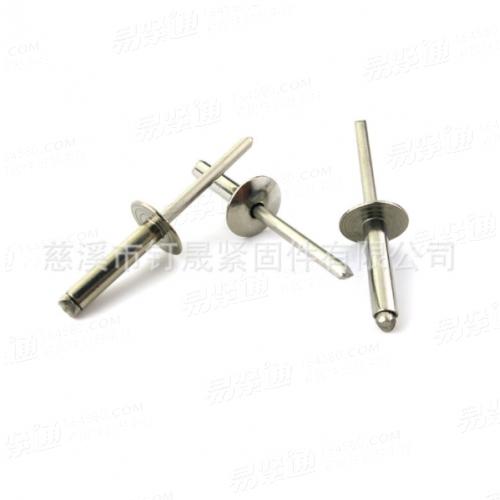 廠家直銷Φ3.2*8、Φ4*8、Φ4.8*10 開口型大帽沿半圓頭鉚釘 全鐵鉚釘