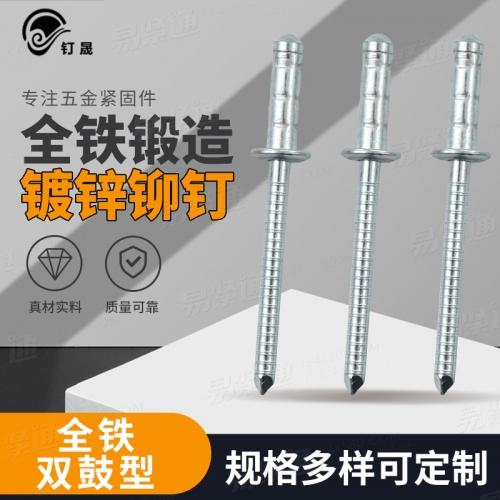 廠家直銷 Φ3.2*6、Φ3.2*8、Φ4*8、Φ4*10 全鐵雙鼓型抽芯鉚釘鍍鋅鉚釘雙鼓抽芯鉚釘
