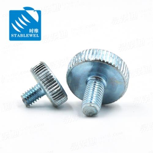 GB835平頭滾花手擰螺絲碳鋼手擰調節螺絲