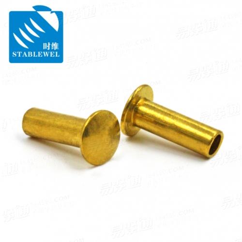 Q476扁平頭半空心鉚釘 黃銅扁圓半空心鉚釘 廠家 來圖定制 專業生產 溫州廠家