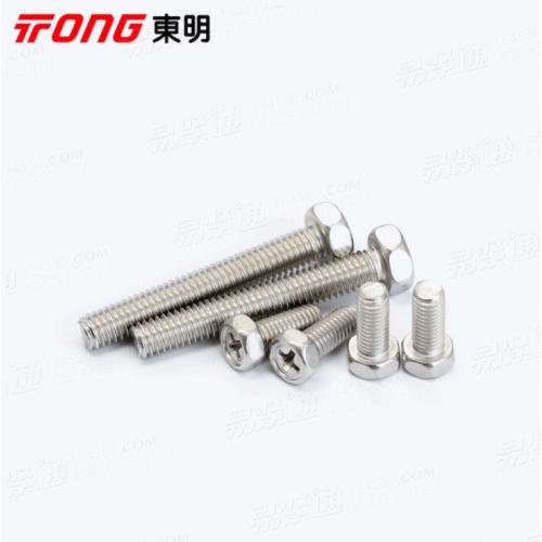 304/316不鏽鋼GB29.2十字槽凹穴外六角機螺絲釘螺栓