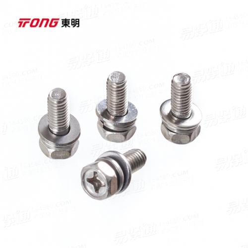 304不锈钢GB9074.13十字槽凹穴外六角头机螺丝弹簧垫和平垫三组合