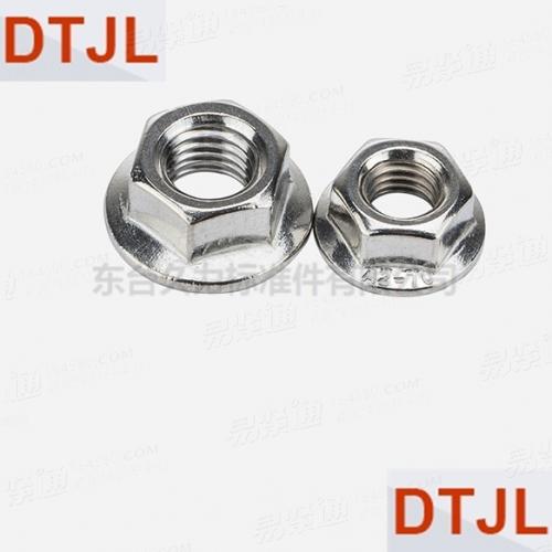 DIN6923 304/316不銹鋼法蘭螺母防滑螺帽帶齒螺母M3-M16