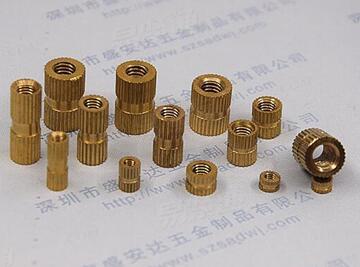 DIN16903滾花通孔中間帶槽鑲入螺母 滾花銅螺母