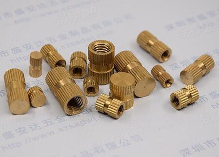 DIN16903滾花通孔中間帶槽鑲入螺母 滾花銅螺母GB809