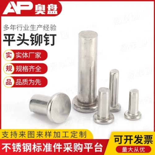 GB109现货批发平头柳钉 304不锈钢平头铆钉 实心柳钉 手打敲击式铆钉