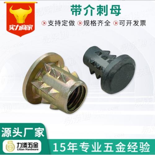 家具帶介刺螺母 五金配件尖刺螺帽 優質鋅合金内外牙預埋刺母