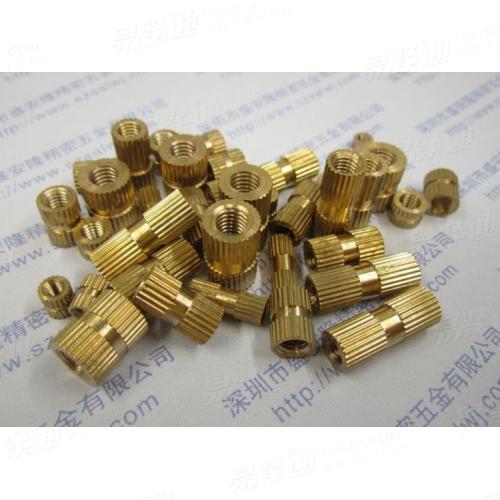 GB國标 809 - 1988 【嵌裝圓螺母】注塑預埋銅滾花螺母 通孔銅鑲嵌螺母，拉花銅螺母