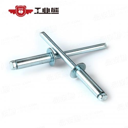 GB12618.2-1990 碳鋼鍍藍白鋅 開口型扁圓頭抽芯鉚釘 4.8X18