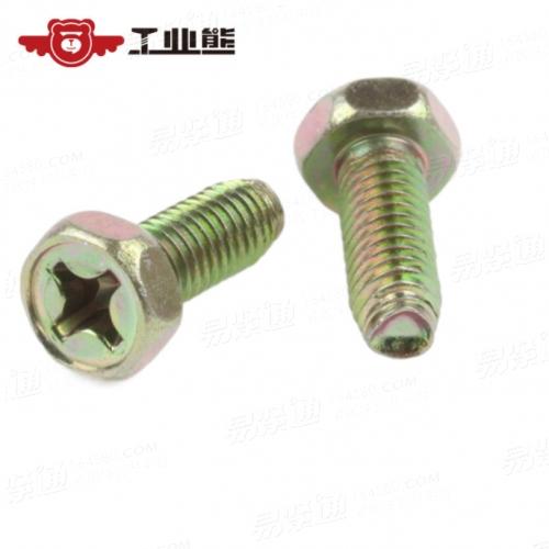渗碳钢镀 彩锌 六角头 自攻 三角牙锁紧螺钉GB6563 ST6*16