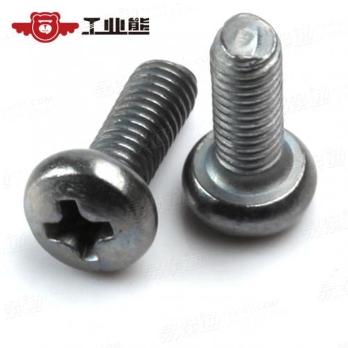 碳钢4.8级 镀银色锌镍合金500小时 十字槽盘头机螺钉 GB818 M3-M4
