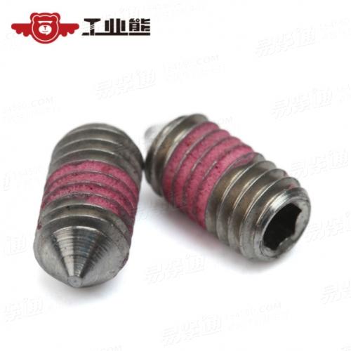 不锈钢316L 镀NL胶P80 内六角锥端紧定螺钉 止付螺丝 DIN914