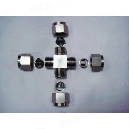 ISO8434-1 - 2018 【卡套式四通管接頭（十字形）】材料：碳鋼、合金鋼、不鏽鋼、鋁合金等；表面處理：本色、鍍鋅、洗白等