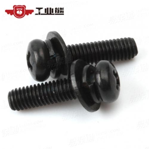 4.8级 黑锌镍合金144H 十字槽盘头带平弹垫组合螺钉 GB9074.4N M3