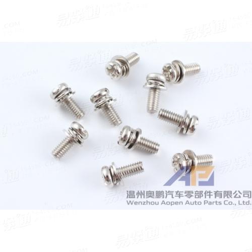 鍍鎳圓頭球面盤頭十字槽三組合螺絲 十一字帶平彈墊螺釘GB9074.8