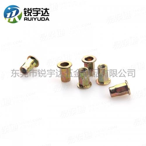 YJT8002平圓頭内外半六角鉚螺母平頭半六角拉帽