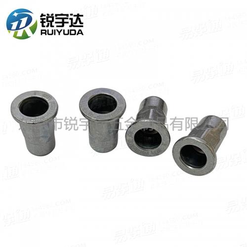 YJT8002平圓頭内外半六角鉚螺母 平頭半六角拉帽鋅鎳合金