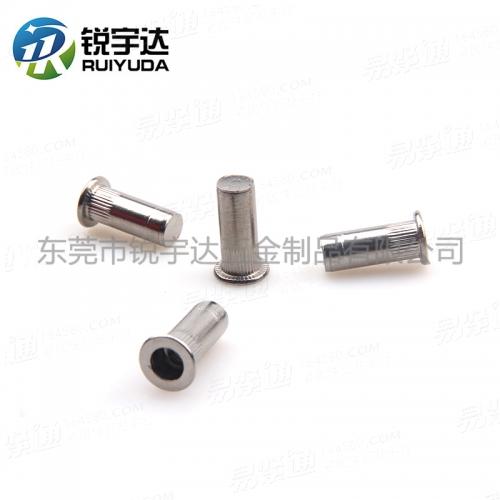 YJT3004滾花盲孔平圓頭圓柱鉚螺母 平頭柱紋不鏽鋼盲孔拉帽