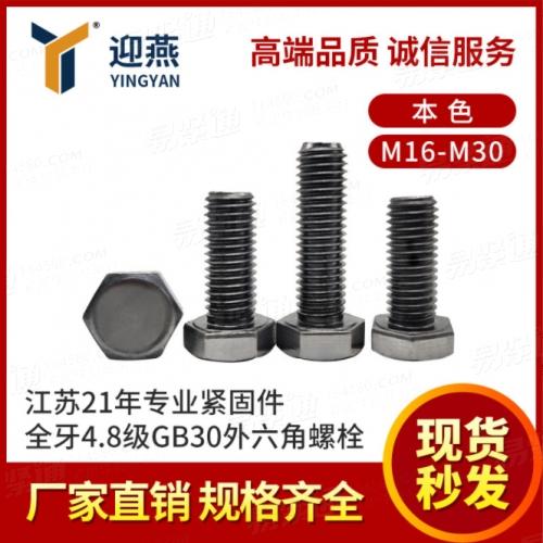 全牙4.8級GB30外六角螺栓 江蘇21年專業緊固件 六角頭螺絲M16-M24