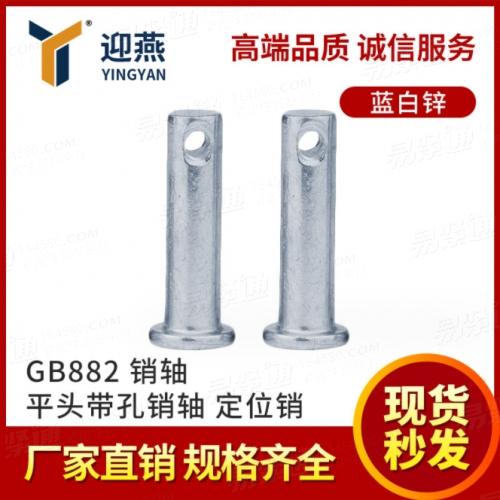 藍白鋅銷軸 GB882 定位銷8.8級平頭帶孔銷軸T型圓柱銷釘φ10φ25