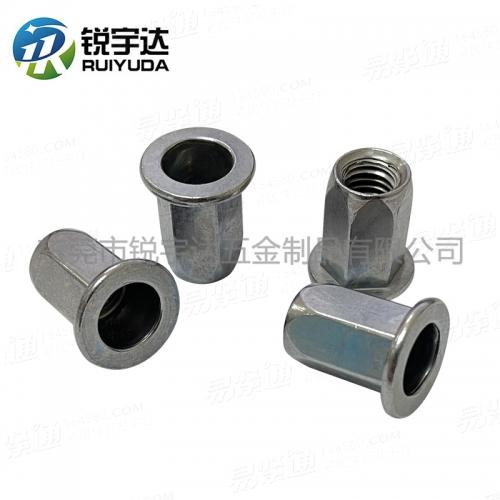 YJT8003平圆头全六角铆螺母平头全六角拉帽锌镍合金