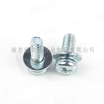 碳钢4.8级蓝白锌48h十字槽小盘头带平弹垫组合螺钉GB9074.8