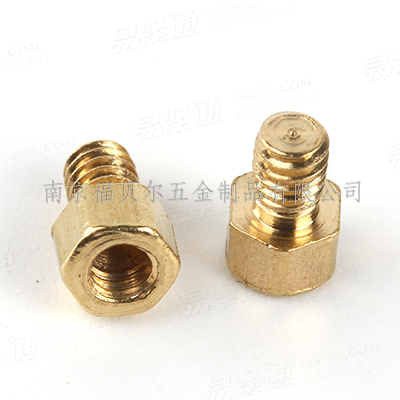 黄铜本色定制单通六角铜柱定制D6570