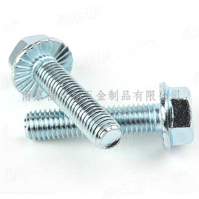 碳钢8.8级蓝白锌六角法兰面全牙螺栓加大系列平头带齿GB5789