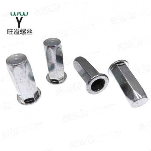廠家直銷鍍鋅沉頭内外拉鉚螺母全六角平頭盲孔防水拉鉚螺母