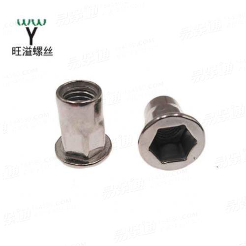 廠家直銷 不鏽鋼304 半六角拉鉚螺母 平頭六角 通孔鉚螺母 現貨GB17880.5